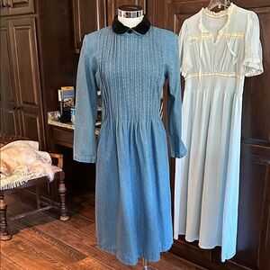 Halmode Petites Sz 8 Denim Dress w Velvet collar GVC